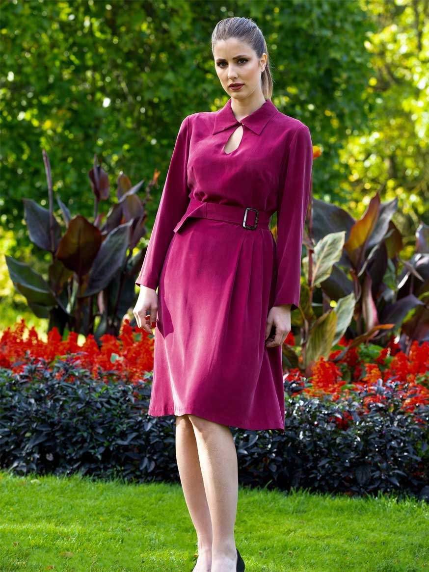 Dark red silk outlet dress