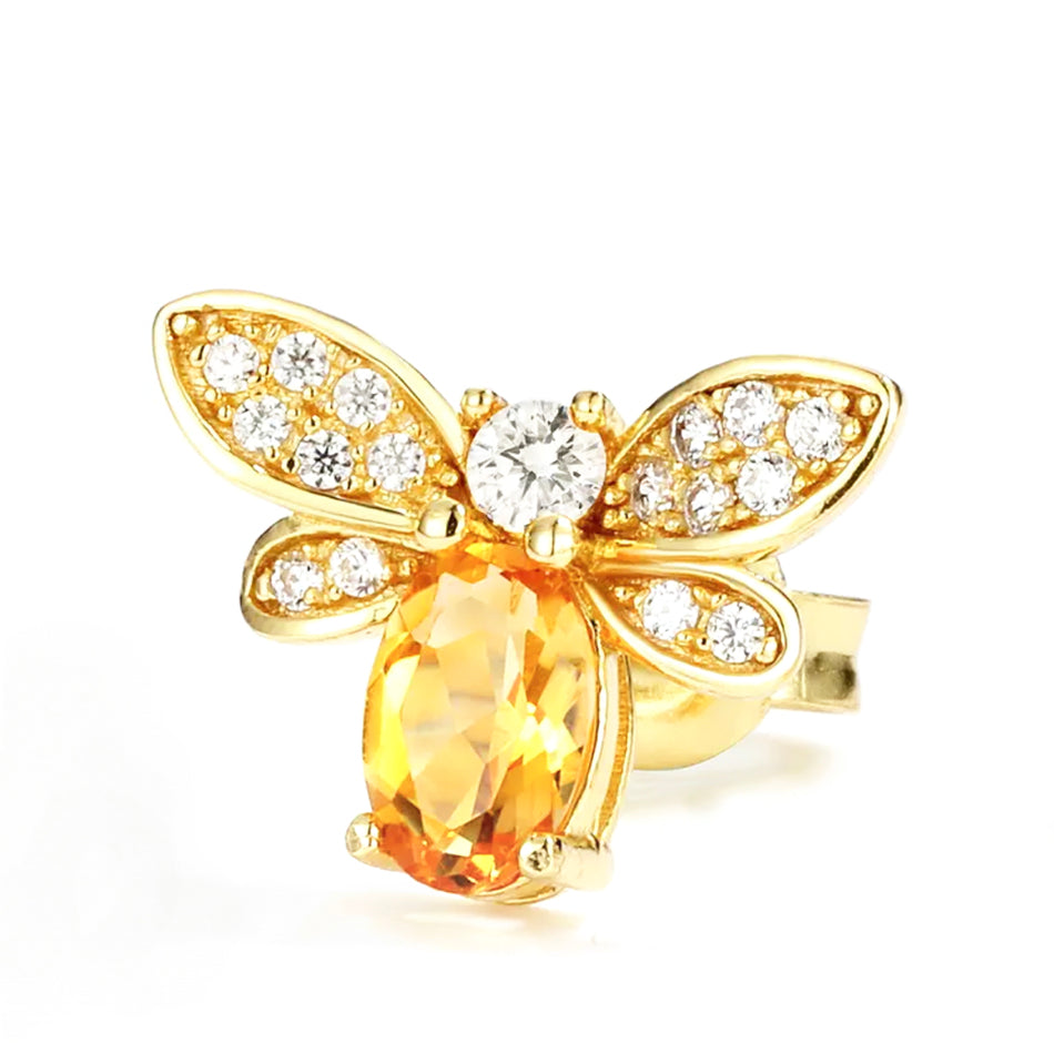 Citrine Bee Earrings – 18K Gold Plated Sterling Silver