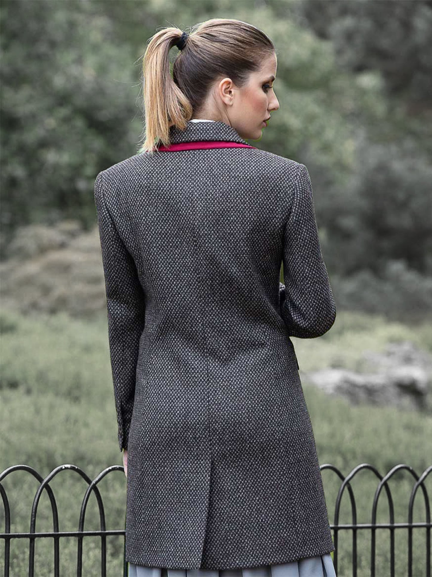 Luxury Organic Tweed Brown Coat