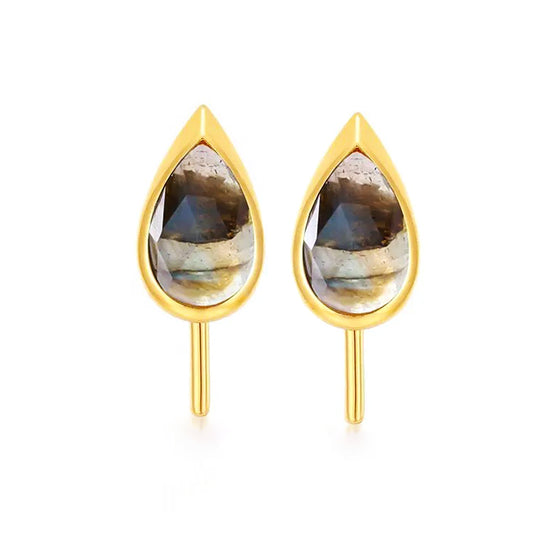 Labradorite Silver Sterling Gold Plated Earrings