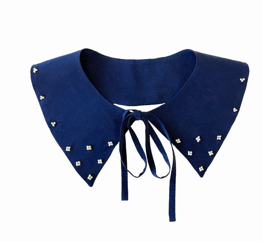 Navy Silk Blue Collar