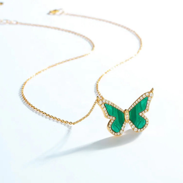 Necklace 18K gold-plated 925 sterling silver malachite