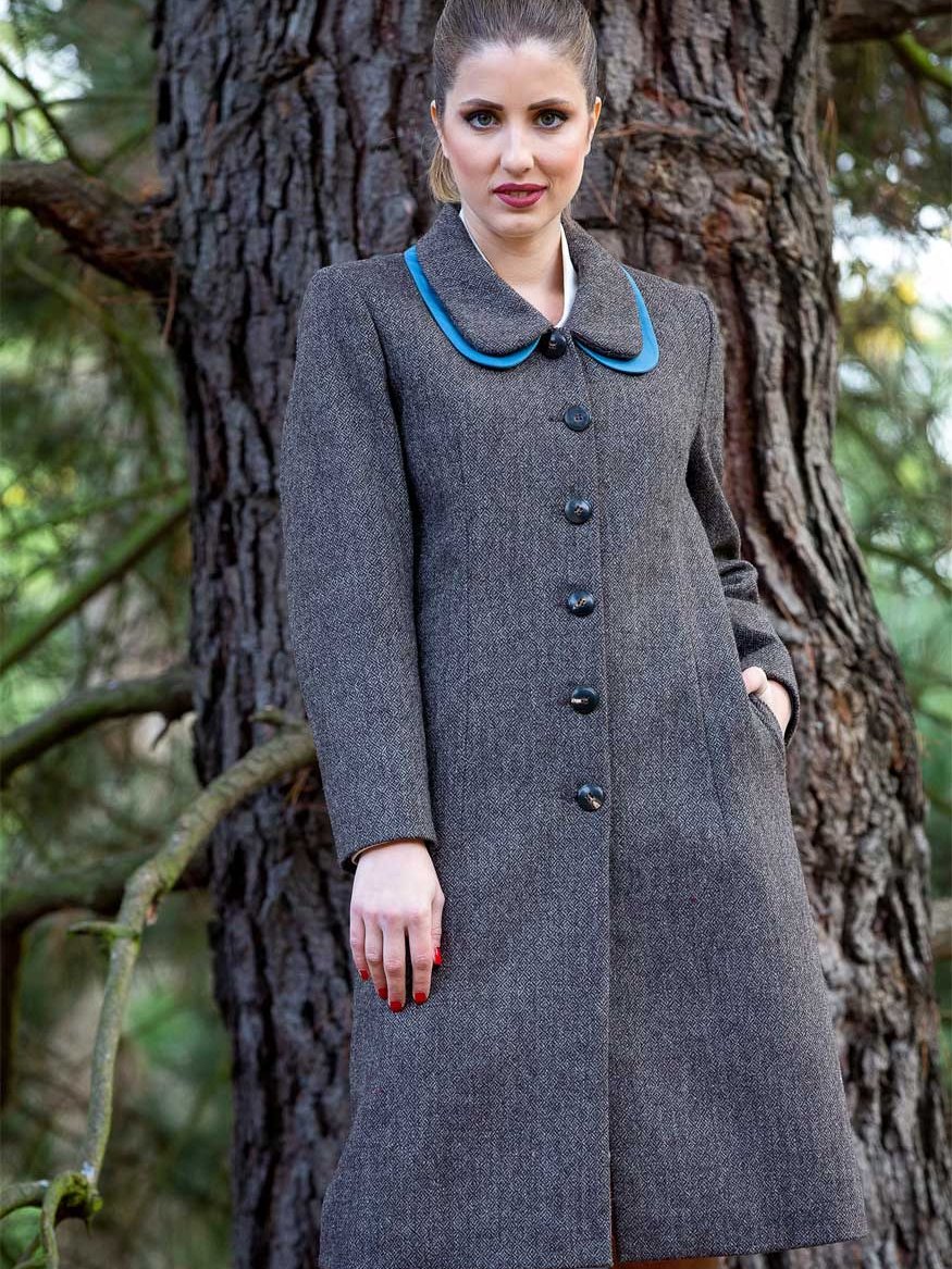 BrownOrganic Tweed Wool Coat