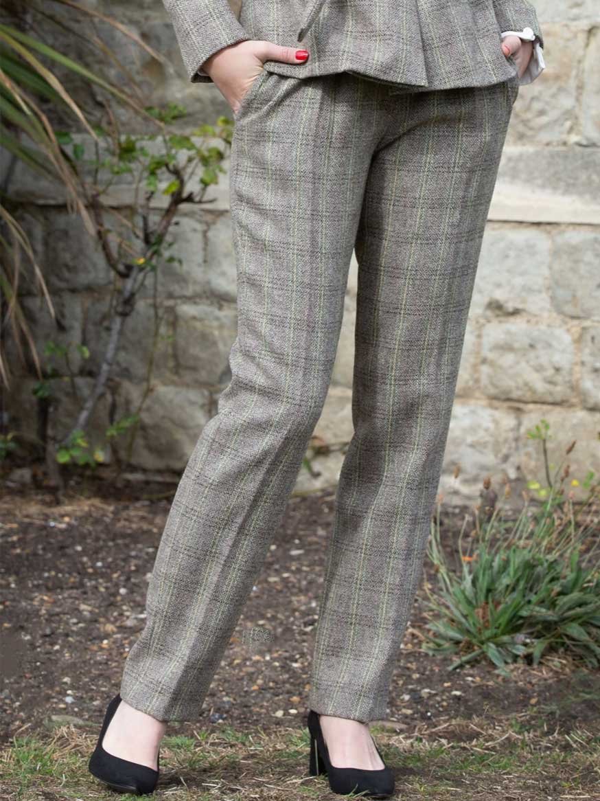 Luxury and Hand Crafted Organic Tweed Wool Grey Trousers
