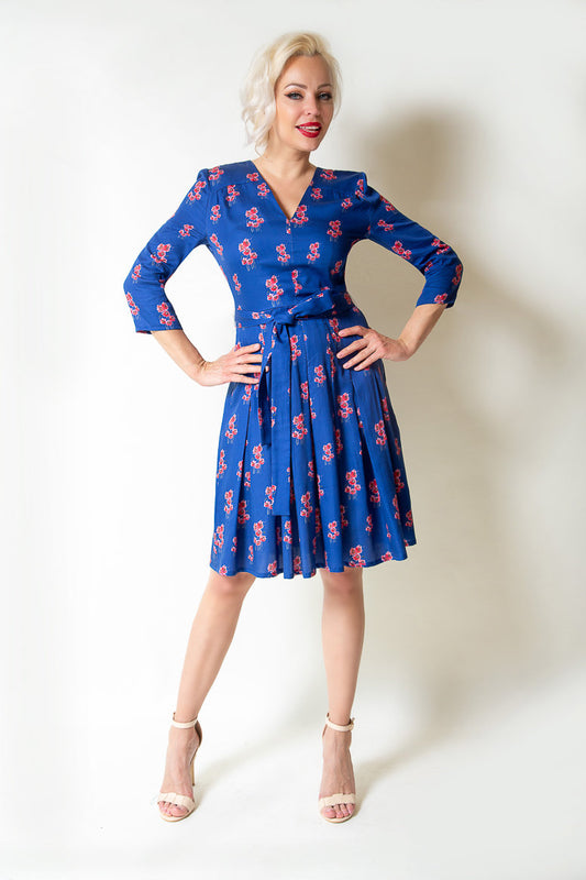 Blue Cotton Printed Dress